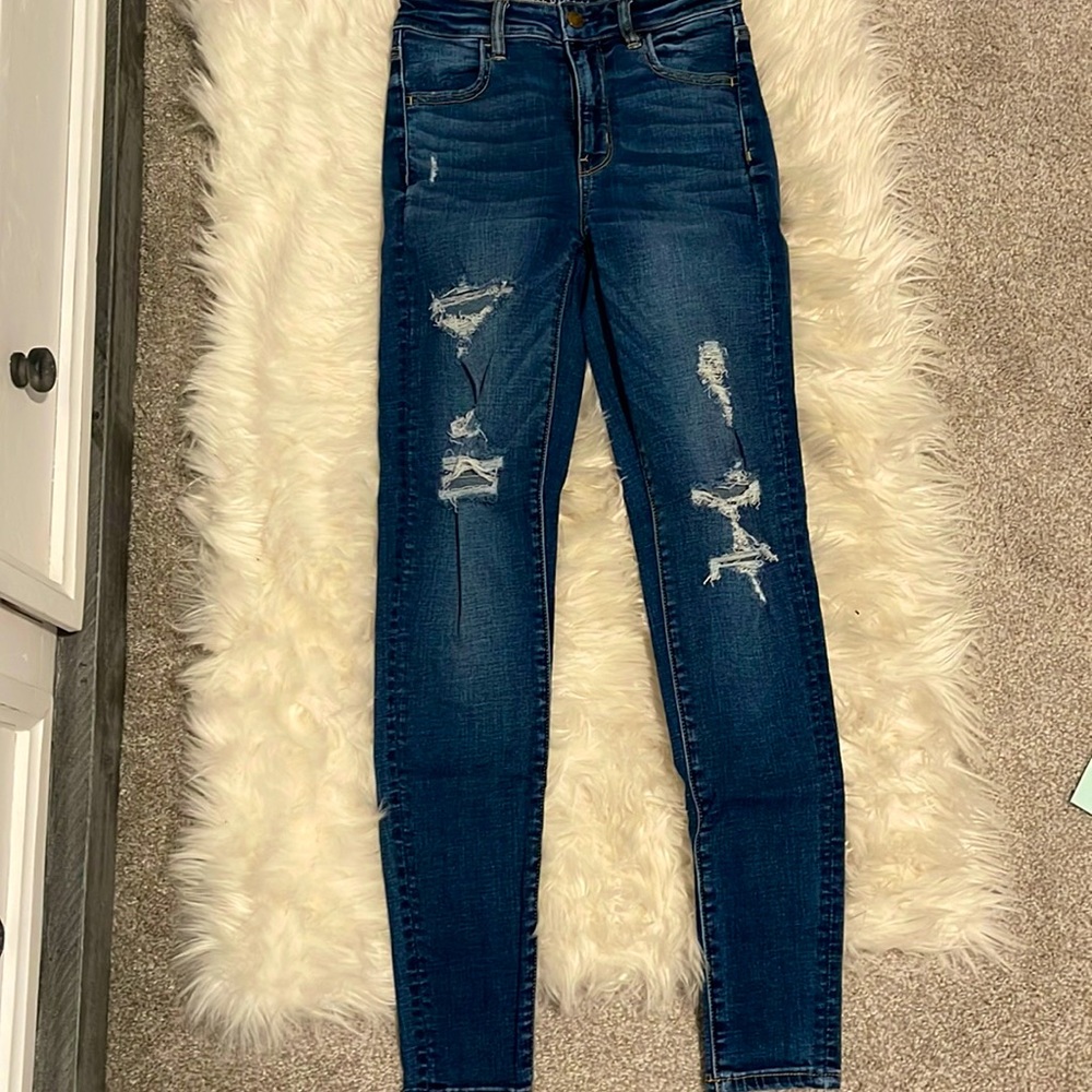 Ripped blue jeans